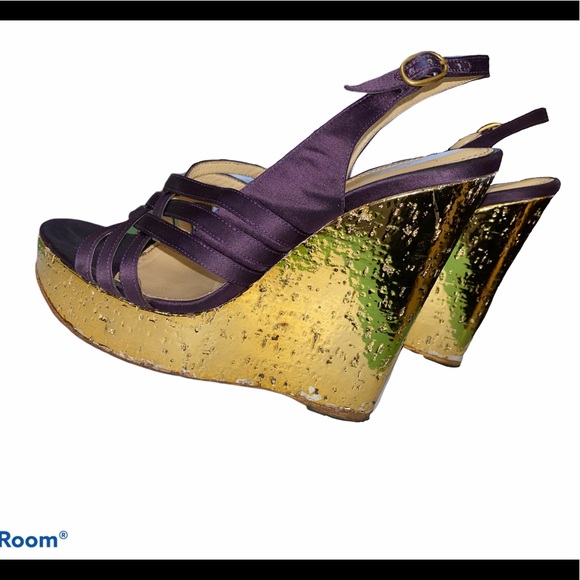 Yves Saint Laurent Gold IDOLE Platform Wedges - Picture 2 of 8